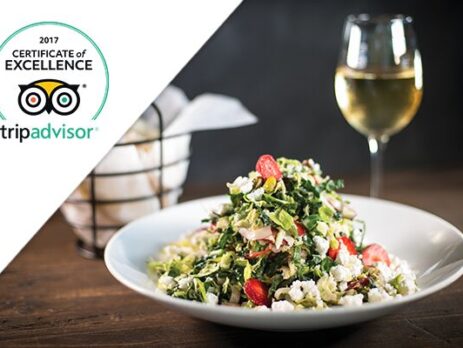 Trip advisor excellence seal with salad