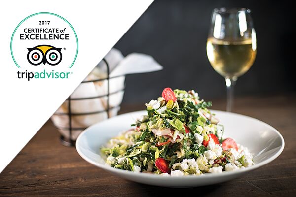 Trip advisor excellence seal with salad